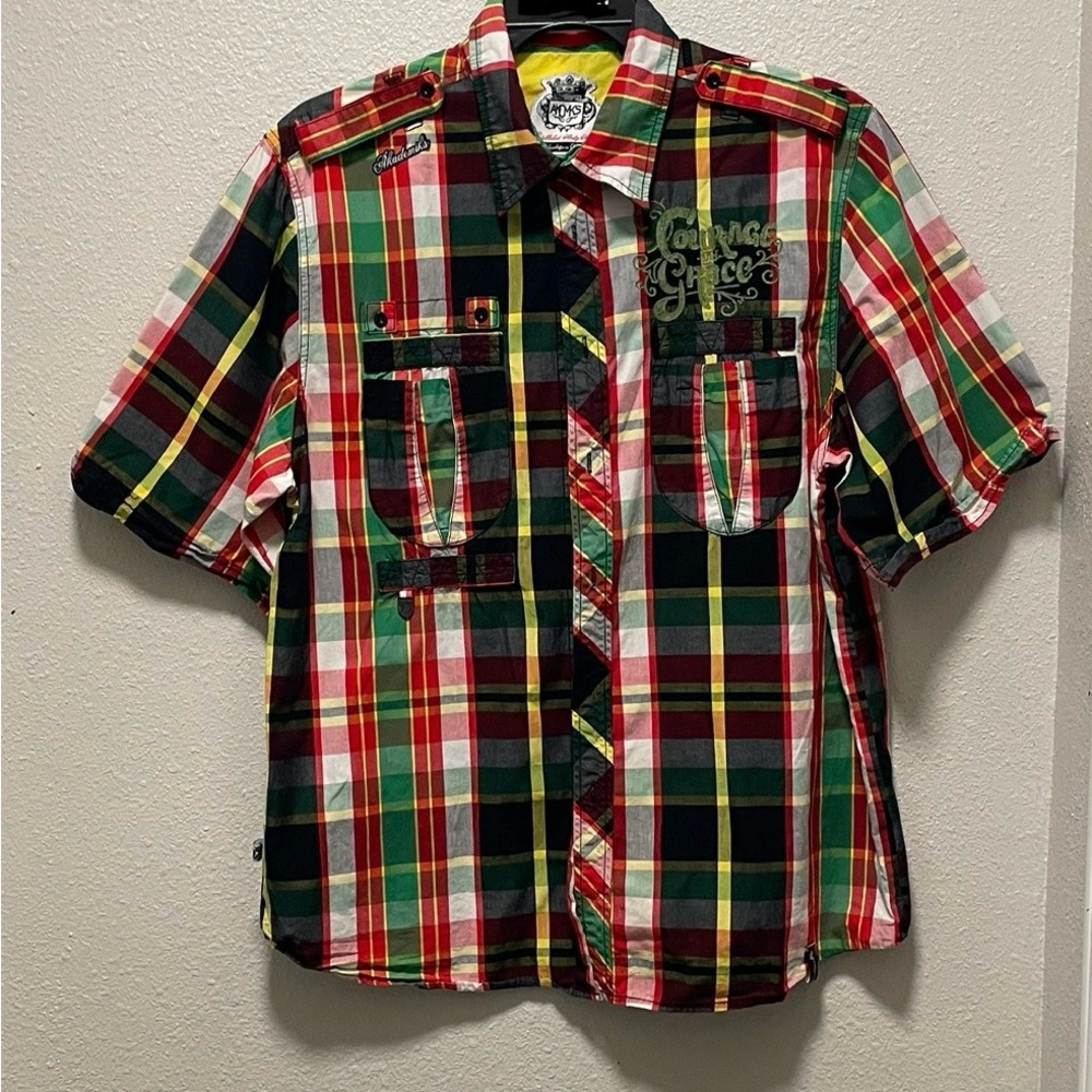 AKDMKS Akademicks “Courage and Grace” multi colored button down